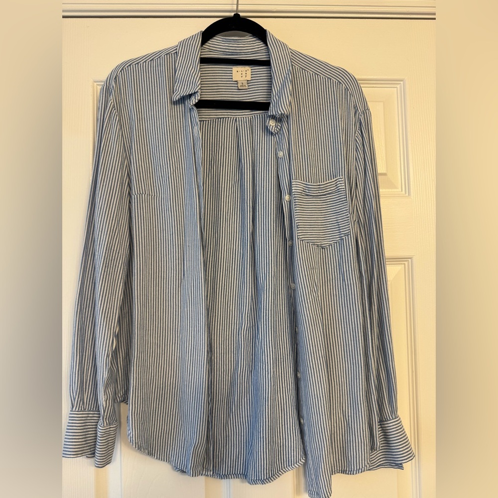 A New Day Blue and White Striped Shirt